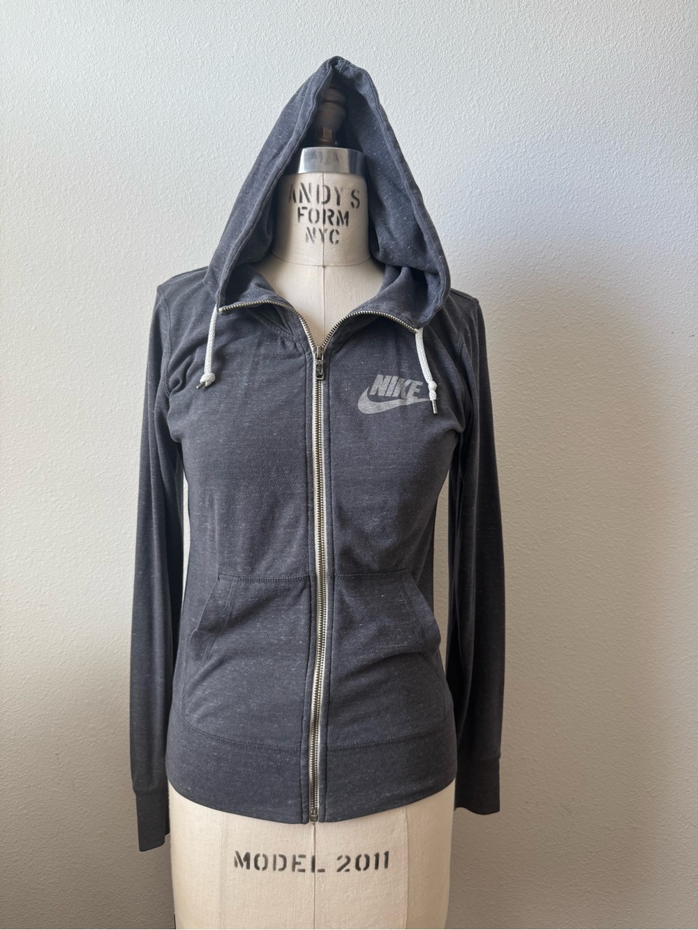 Nike Heather Grey Full-Zip Hooded Sweatshirt
